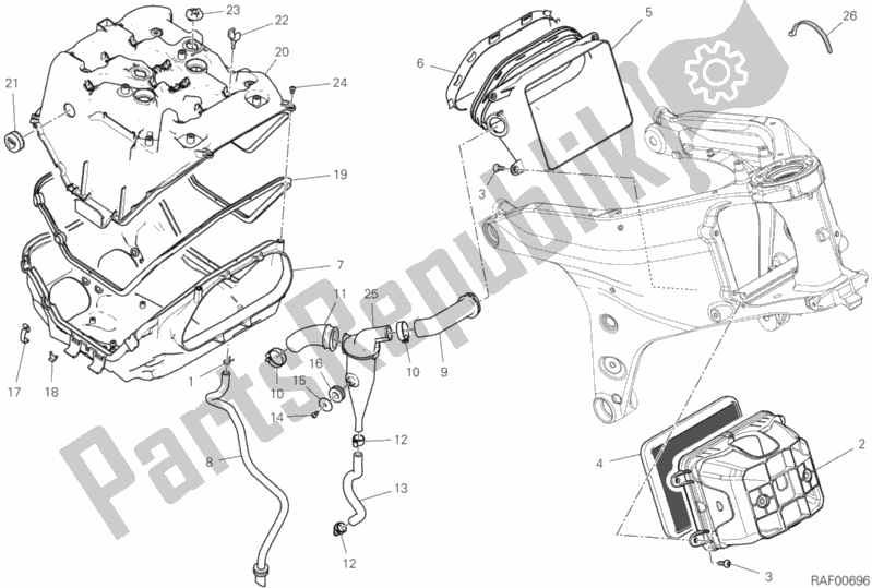 Todas as partes de Entrada De Ar - Respirador De óleo do Ducati Streetfighter V4 USA 1103 2020